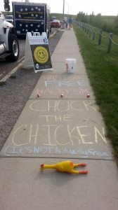 A game of "Chuck the Chicken" at a local Bookmobile stop. (Credit: Cristina Miller)