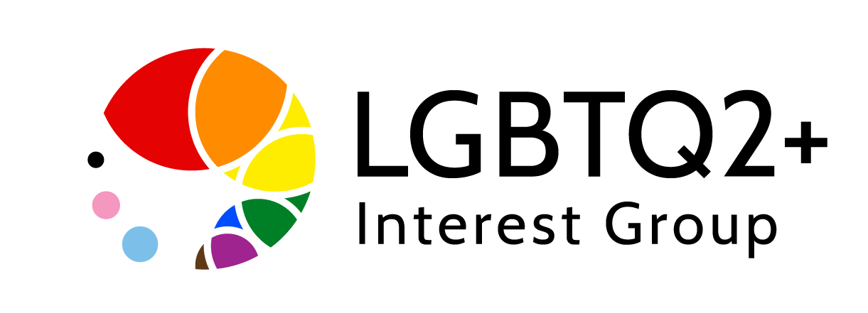 BCLA LGBTQ interest group logo, which is the BCLA logo sunburst rendered in rainbow colours