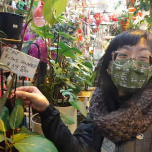 Audrey Wang is posing next to a plant called a 