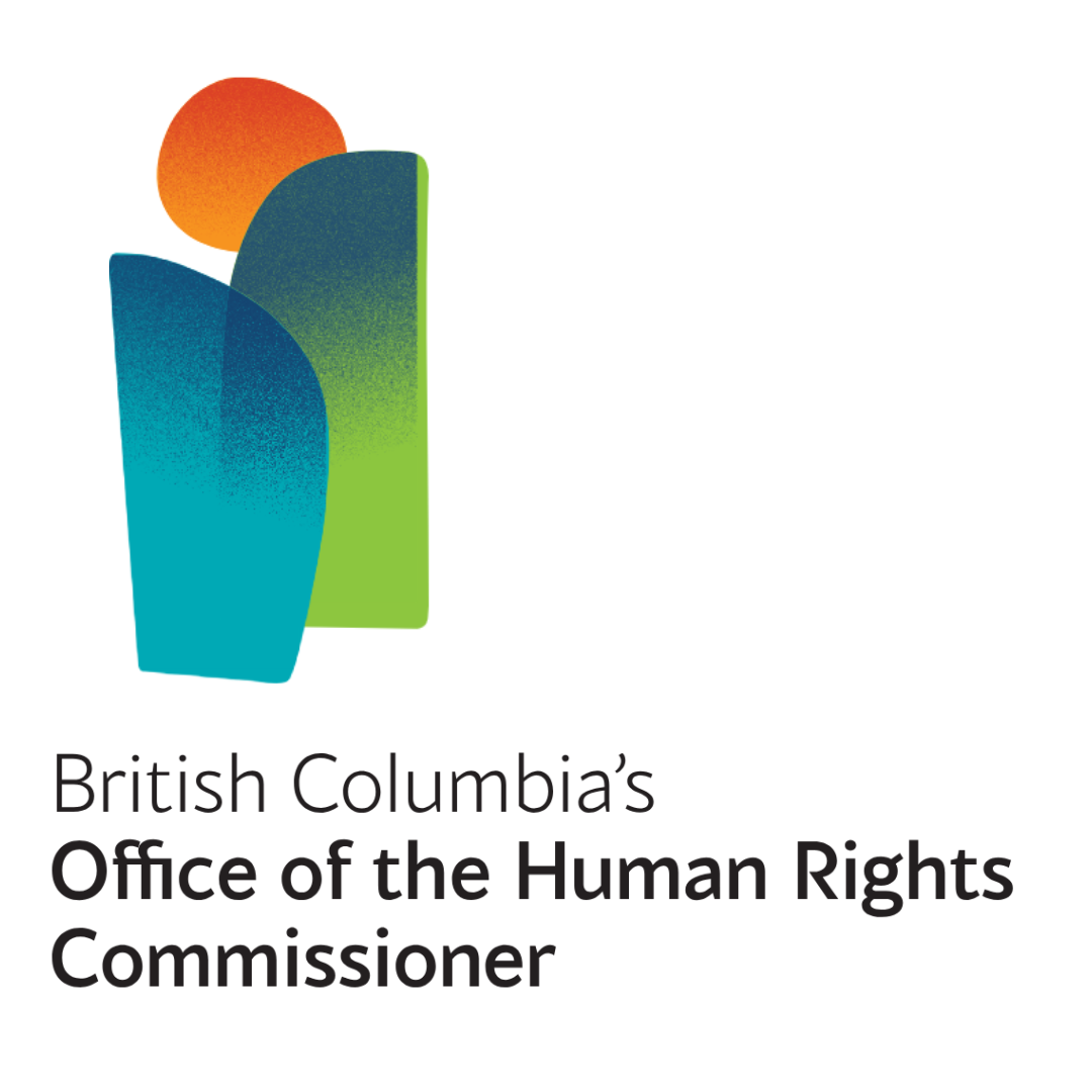 Text says "British Columbia's Office of the Human Rights Commissioner." Includes an artistic graphic image of water, earth and sun.